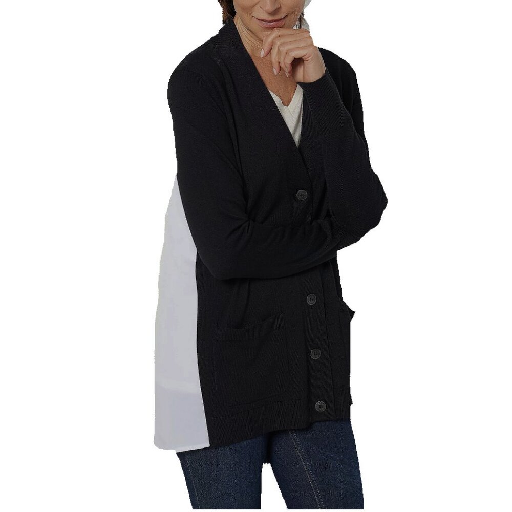 Isaac Mizrahi Live! Elements Mix Media Sweater Cardigan. 15005